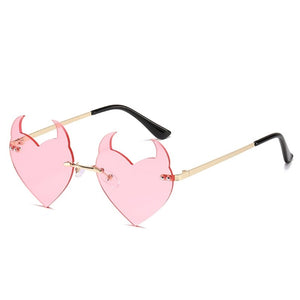 Devil Heart Sunglasses Halloween Devil Glasses Devil Horn Sunglasses Masquerade  Cosplay Party Funny Eyewear